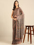Women Brown Cotton Saree With Un Stitched Blouse